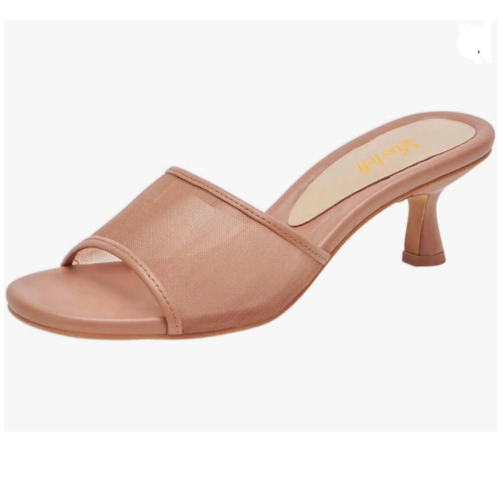 Miss Left Dark Salmon Low Heel Soft Insole Mesh Mules Slip On Summer Sandals